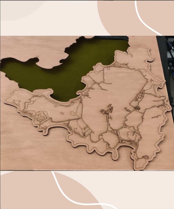 Island Map Art: Laser cut and etched St. Maarten map
